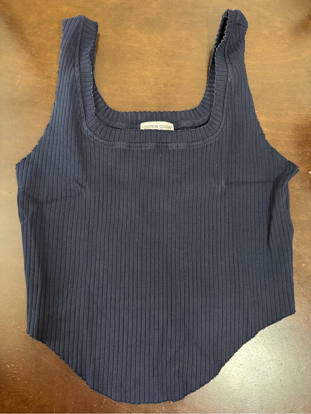 Cotton Citizen Ibiza Square Neck Tank Women’s Medium Navy Ribbed Crop Top 0492